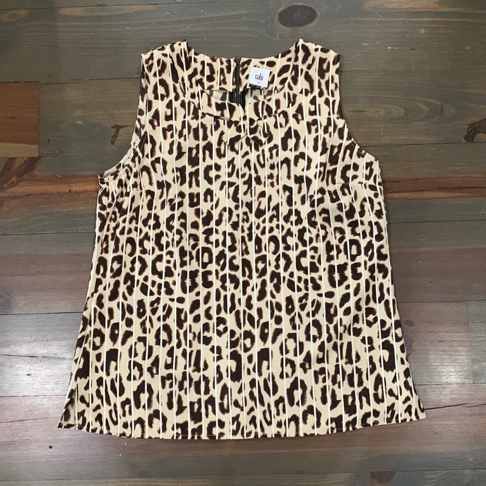 Vintage CAbi Animal Print Sleeveless Blouse